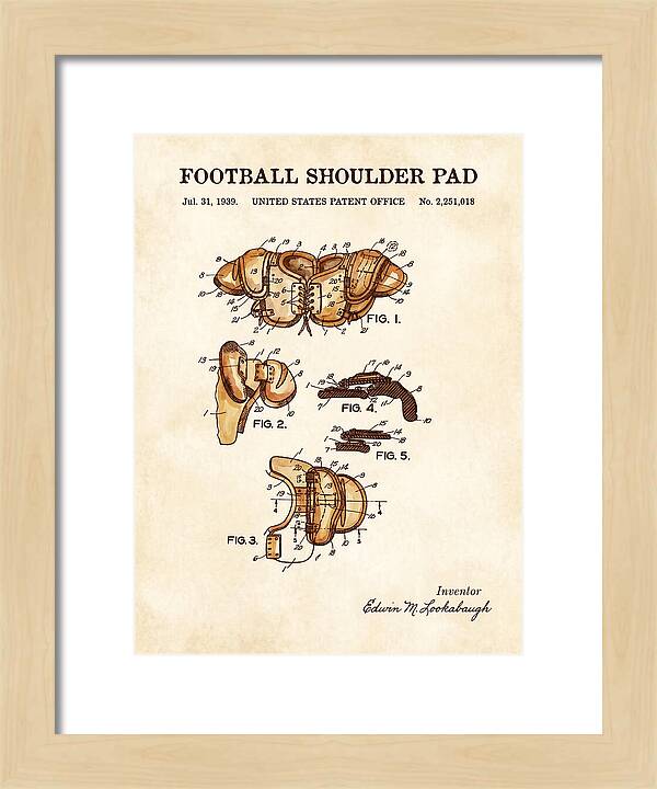 Football Shoulder Pad Watercolor Patent Us2251018a