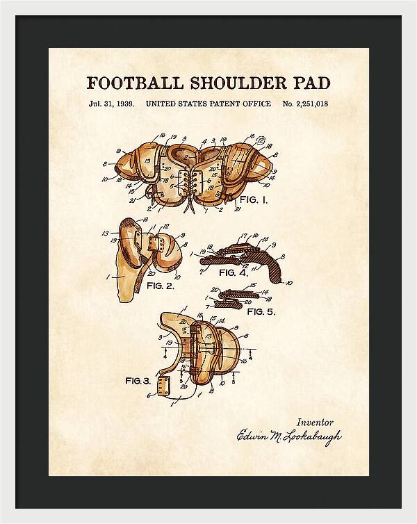 Football Shoulder Pad Watercolor Patent Us2251018a
