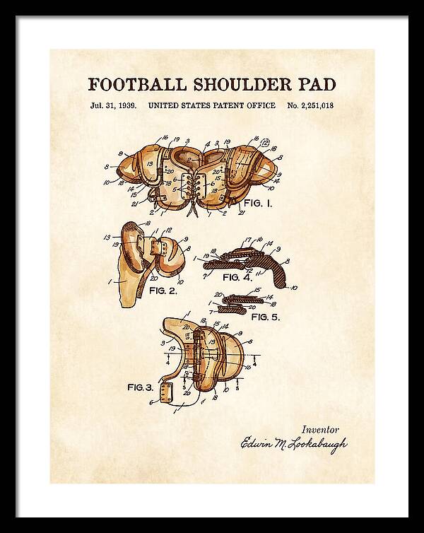 Football Shoulder Pad Watercolor Patent Us2251018a