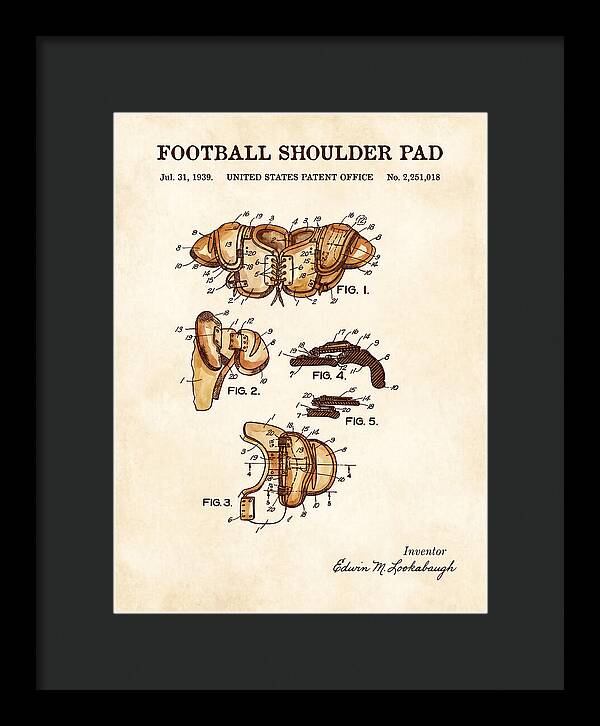 Football Shoulder Pad Watercolor Patent Us2251018a