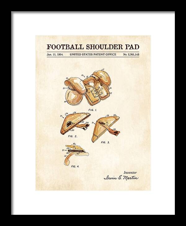 Football Shoulder Pad Watercolor Patent Us2761143a