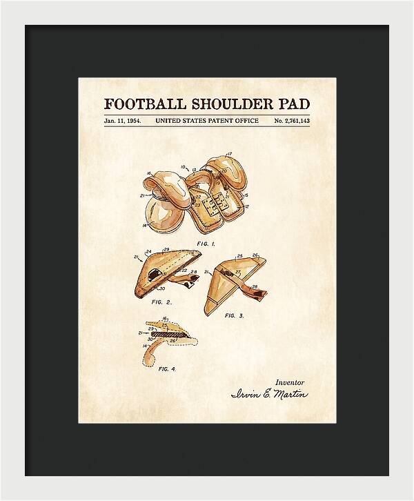 Football Shoulder Pad Watercolor Patent Us2761143a