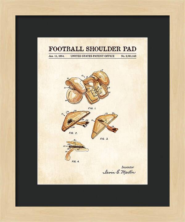 Football Shoulder Pad Watercolor Patent Us2761143a