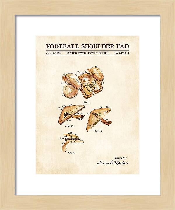 Football Shoulder Pad Watercolor Patent Us2761143a