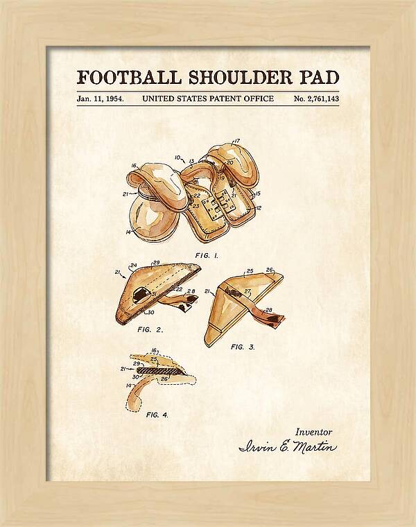 Football Shoulder Pad Watercolor Patent Us2761143a