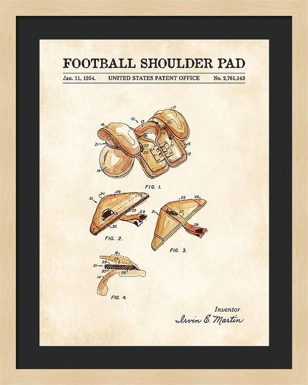 Football Shoulder Pad Watercolor Patent Us2761143a