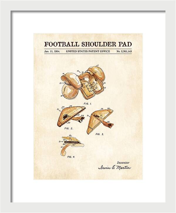 Football Shoulder Pad Watercolor Patent Us2761143a
