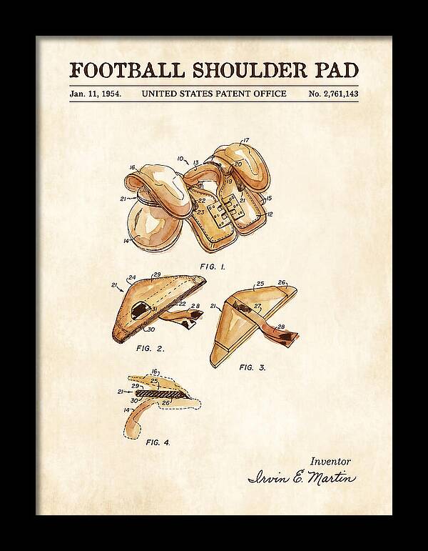 Football Shoulder Pad Watercolor Patent Us2761143a