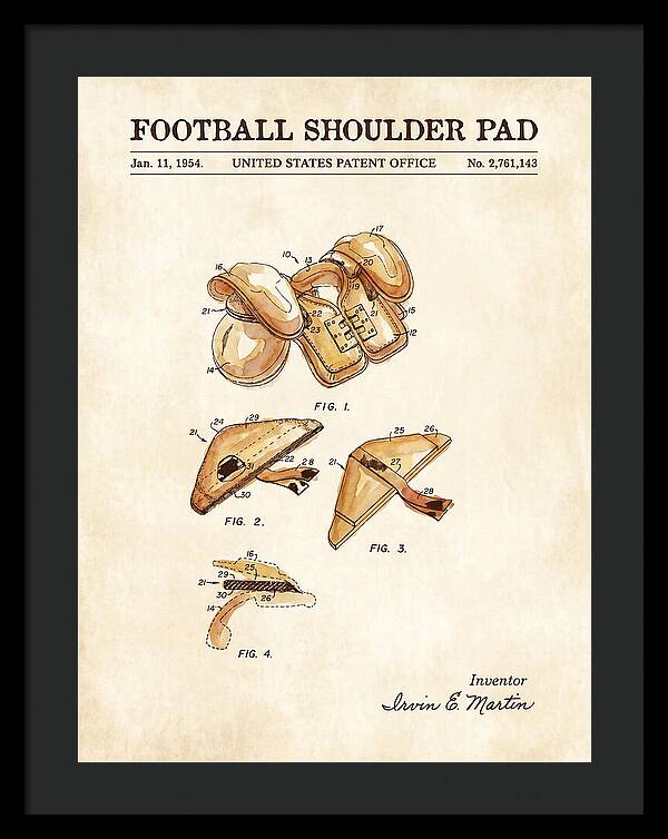 Football Shoulder Pad Watercolor Patent Us2761143a