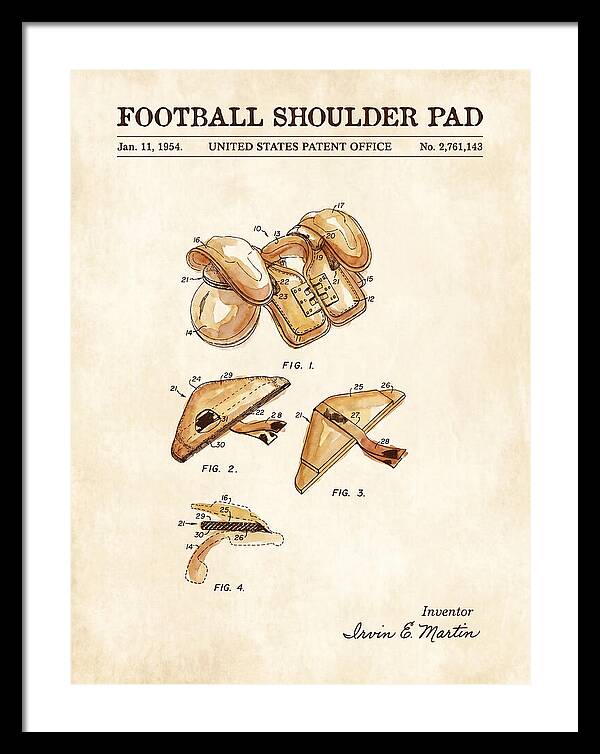Football Shoulder Pad Watercolor Patent Us2761143a