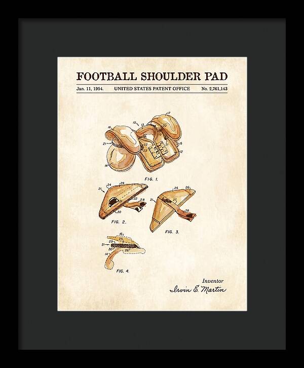 Football Shoulder Pad Watercolor Patent Us2761143a