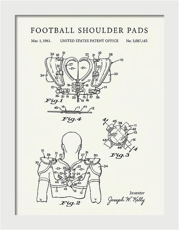 Football Shoulder Pads Minimalist Patent Us3087163a