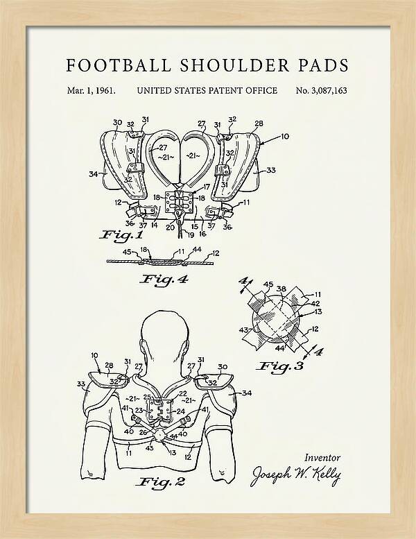 Football Shoulder Pads Minimalist Patent Us3087163a
