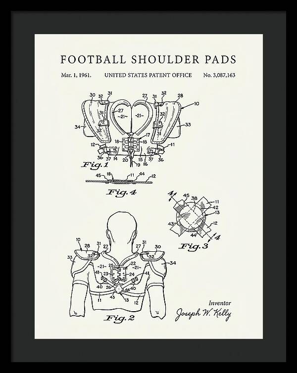 Football Shoulder Pads Minimalist Patent Us3087163a