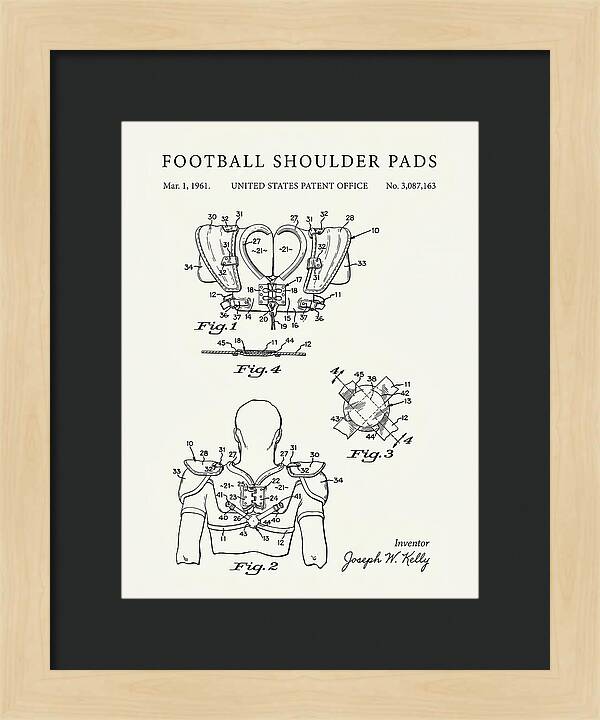 Football Shoulder Pads Minimalist Patent Us3087163a