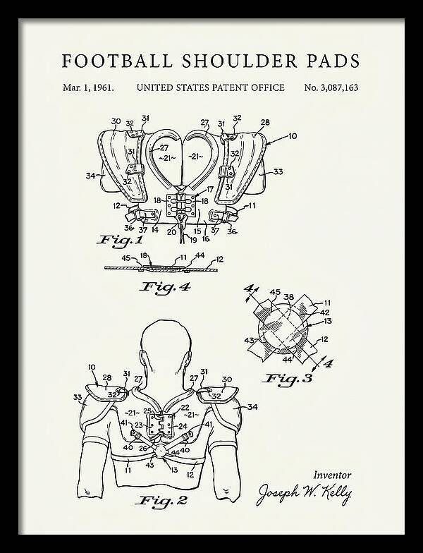 Football Shoulder Pads Minimalist Patent Us3087163a