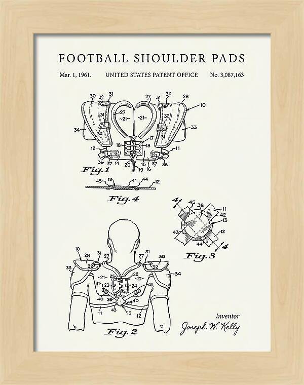 Football Shoulder Pads Minimalist Patent Us3087163a