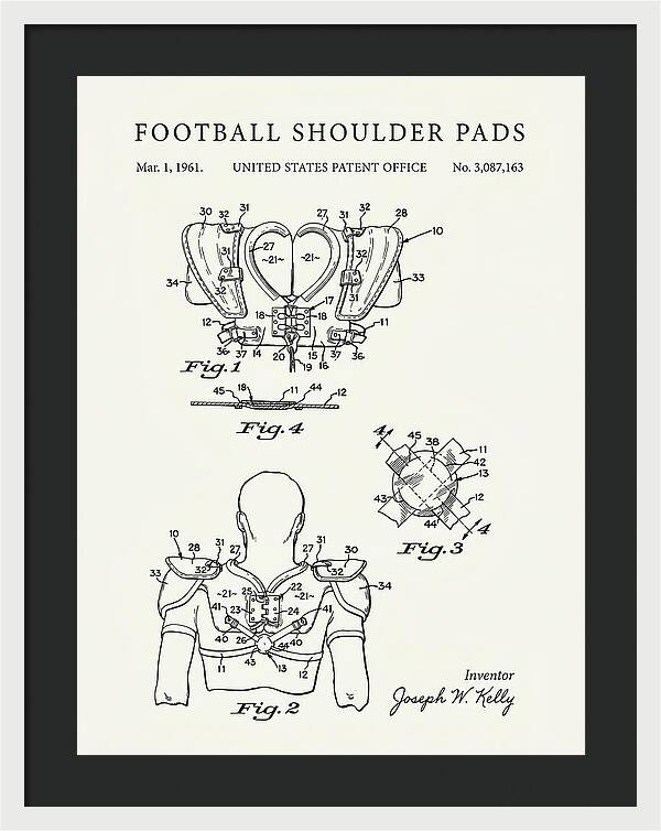 Football Shoulder Pads Minimalist Patent Us3087163a