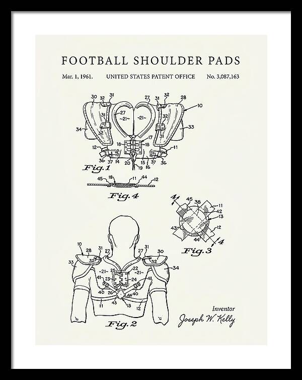 Football Shoulder Pads Minimalist Patent Us3087163a
