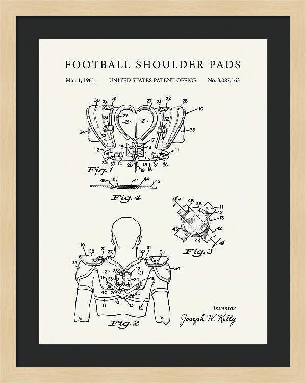 Football Shoulder Pads Minimalist Patent Us3087163a