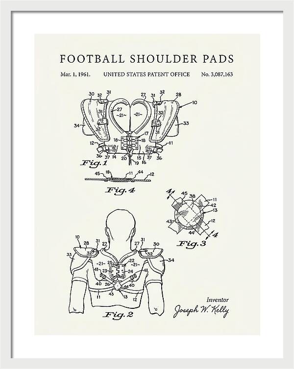 Football Shoulder Pads Minimalist Patent Us3087163a