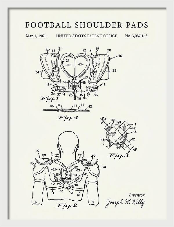 Football Shoulder Pads Minimalist Patent Us3087163a