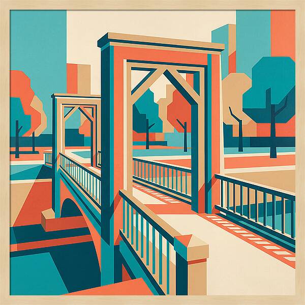 Footbridge In Vibrant Geometry