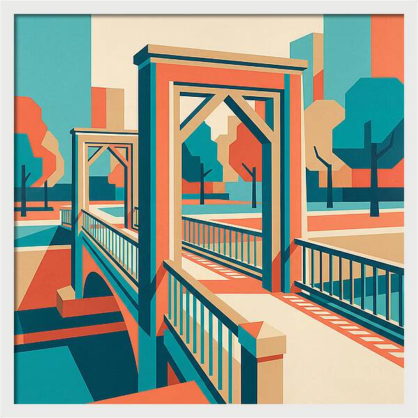 Footbridge In Vibrant Geometry