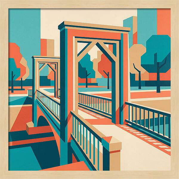 Footbridge In Vibrant Geometry