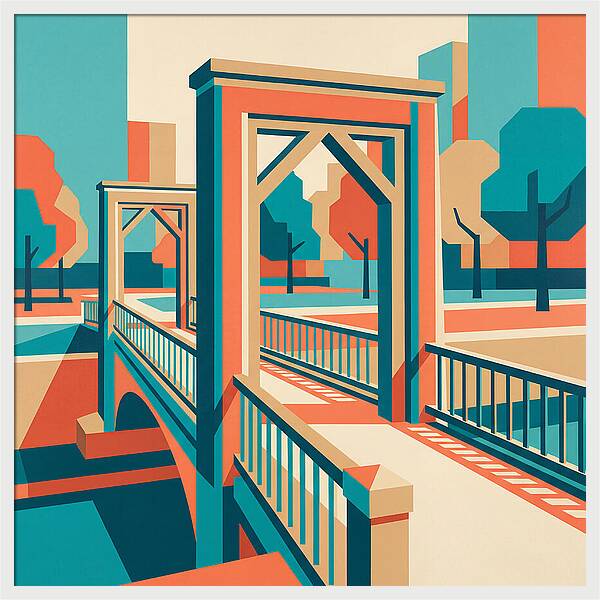 Footbridge In Vibrant Geometry
