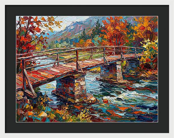 Footbridge Over Autumn Stream