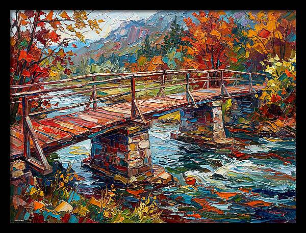 Footbridge Over Autumn Stream