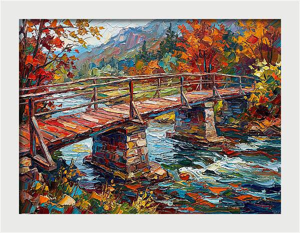 Footbridge Over Autumn Stream