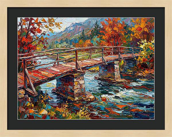 Footbridge Over Autumn Stream