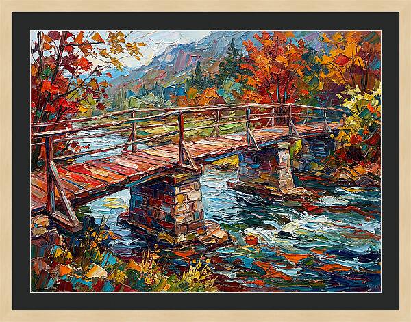 Footbridge Over Autumn Stream