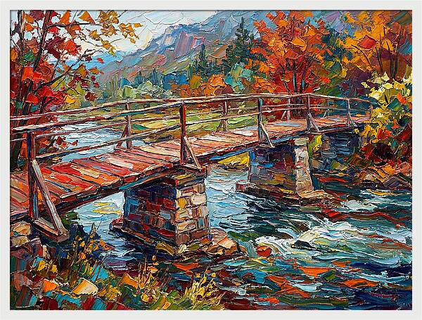 Footbridge Over Autumn Stream