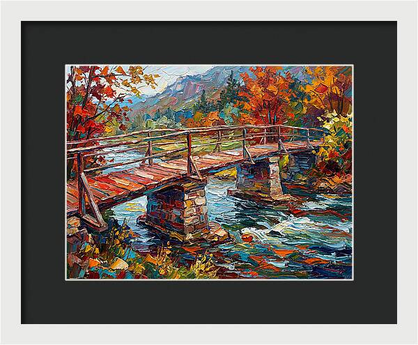 Footbridge Over Autumn Stream