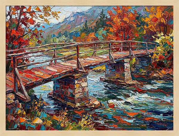 Footbridge Over Autumn Stream