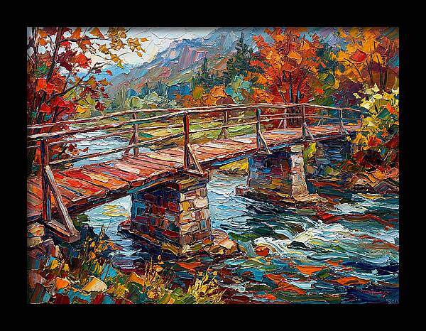 Footbridge Over Autumn Stream