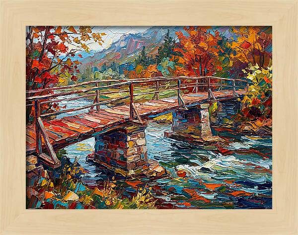 Footbridge Over Autumn Stream