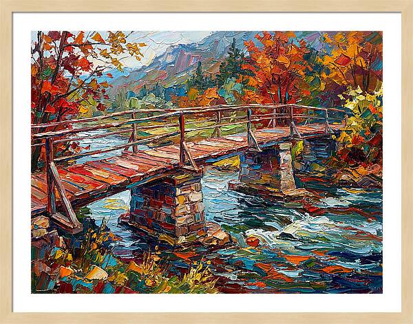 Footbridge Over Autumn Stream