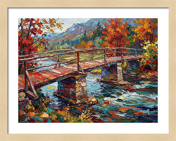 Footbridge Over Autumn Stream