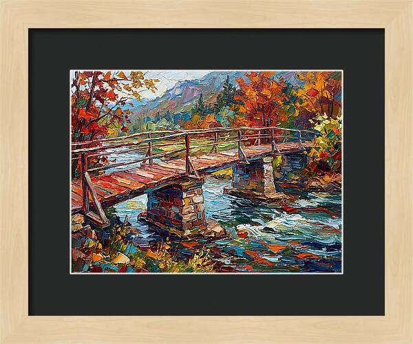 Footbridge Over Autumn Stream