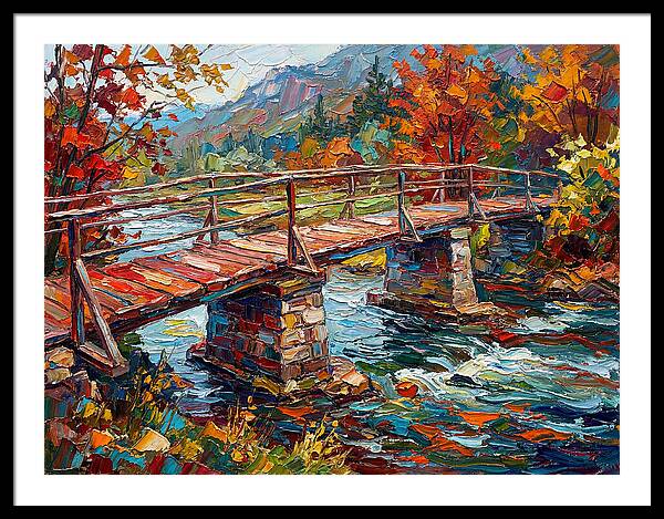 Footbridge Over Autumn Stream