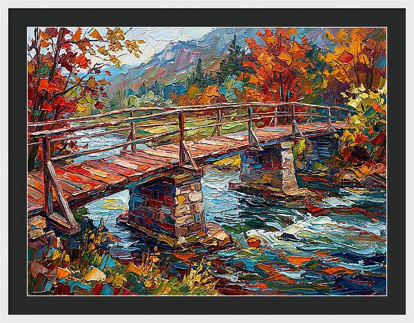 Footbridge Over Autumn Stream