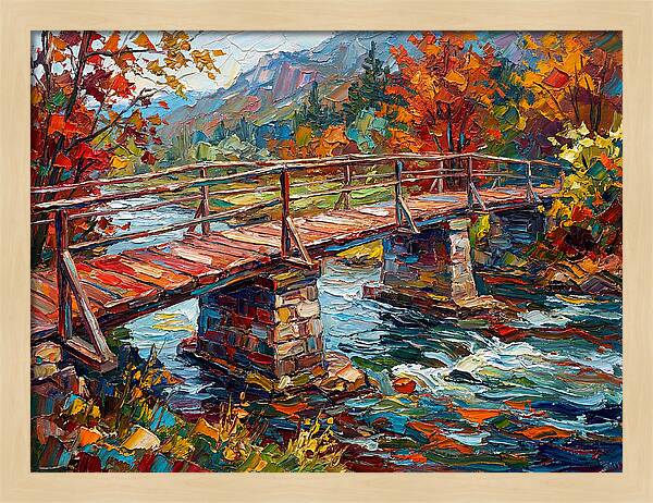 Footbridge Over Autumn Stream