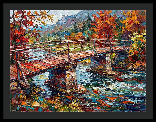 Footbridge Over Autumn Stream