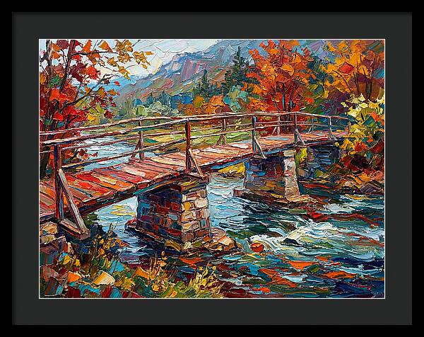 Footbridge Over Autumn Stream