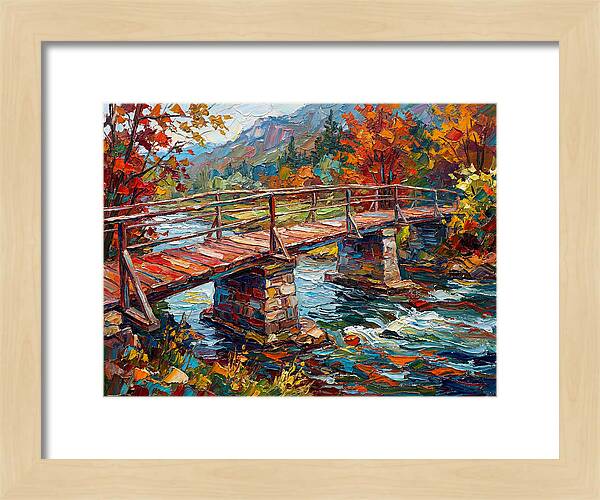 Footbridge Over Autumn Stream