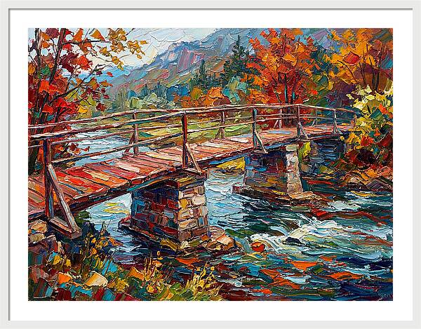 Footbridge Over Autumn Stream